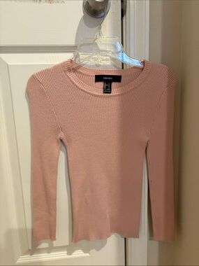 Forever 21 Pink Ribbed Long Sleeve Top
